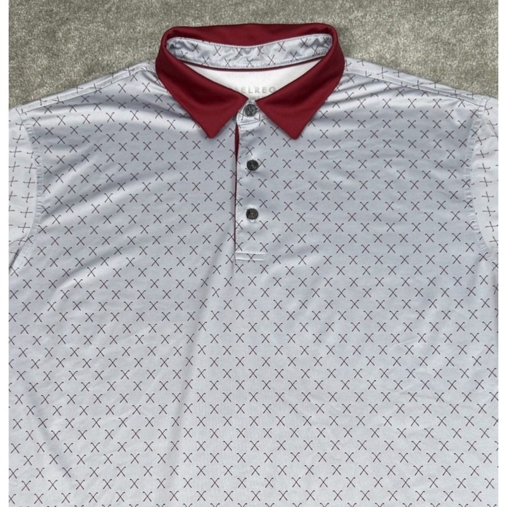 Maelreg Performance Polo Shirt Mens Large Gray Silver Golf Club AOP Short Sleeve